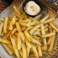 Fries with vegan mayo 🌱 at Café Braetspil in Haslev