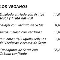 vegan options in the menu (Sept 2020) at Restaurante La Costana in Granda