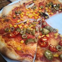 dry pizza, some vegs at Piváreň Predná Hora in Humenne