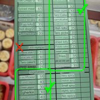 Translated Menu (3/2024). Green stuff is vegan! at Vegetable Fried Food 馥野蔬食炸物 - Fù Yě Shū Shí Zhà Wù in Taipei