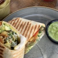 Vegan Burrito with a side of sweet potato fries  at The Tuning Fork  in Rugby