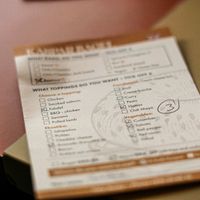 You can build your own Bagel using such a card. at Kafe Kaspar in Torshavn
