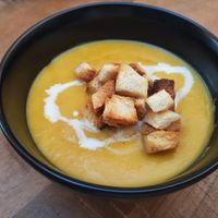 Pumpkin soup! Delicious... at The Yard in Parga