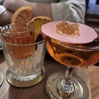 Vegan negroni and I can’t remember the other one but it had absinthe smoke. Really fun!   at La Bartola in Toronto