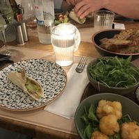 Sides - cauliflower flower, side salad and the other vegan option bean tacos  at Bepa in Split