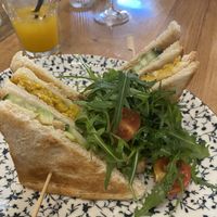 Vegan breakfast sandwich with fresh salad  at Bepa in Split