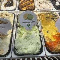 Vegan options clearly labelled  at Gelateria Zotos in Santorini