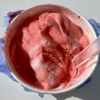 Watermelon sorbet (w/traces of the lemon that was on top )  at Gelateria Zotos in Santorini