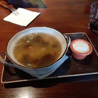 The cep soup. Served with sour cream at Champion in Vyborg