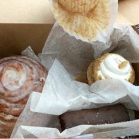 Swiss roll, banana cream cupcake, cinnamon roll at Papa Ganache in Matawan