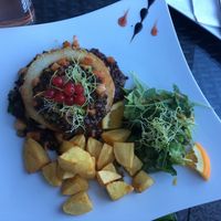 Kohlrabi with lentils, potatoes, and salad  at Sophie's in Berchtesgaden