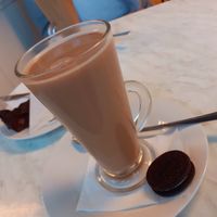 Oat latte and oreo biscuit at D&D Coffee and more at D&D Coffee and More in Horsham