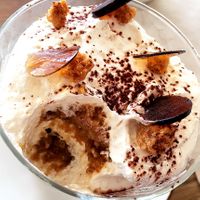 Inner world of vegan tiramisu at Mediterraneo by the Sea in Paphos