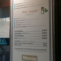 Vegetarian menu at Pita Gyros Gòtic in Barcelona