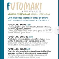 Menú sushi at Don Diego in Sotogrande