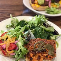 Warriner Burger with side salad at The Wooden Spoon in Grand Forks