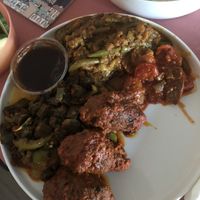 My eyes were definitely bigger than my stomach lol. No space for the poppadoms because they gave me so many!  at Namaskar  in Utrecht