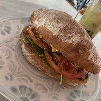 Vegan burger  at Cafe Carrilana in Santiago De Compostela