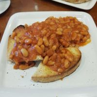 home made smoky beans on toast at Kyffin Cafe Deli in Bangor
