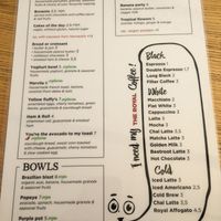 Menu at The Royal Rawness in Lisbon