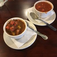 Gazpachos: traditional and watermelon  at Evie's in Roanoke