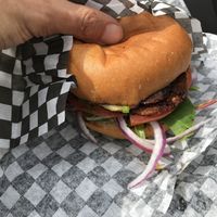 Aloha Burger pre-bite at The Hwy Cafe in Pemberton