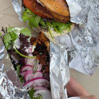 BBQ chickn wrap (massive!!) & all day breakfast burger at The Hwy Cafe in Pemberton