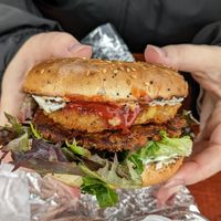 Breakfast burger at The Hwy Cafe in Pemberton