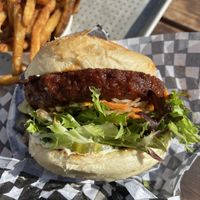 Crunch chickpea burger   at The Hwy Cafe in Pemberton