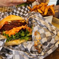big crunch burger at The Hwy Cafe in Pemberton