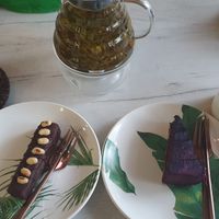 Raw mars bar and blueberry cake at Doppio in Grodno