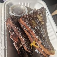 Montecristo sandwich. French toast, vegan bacon and cheese. Amazing! at Little Barn Coffee House in Los Angeles