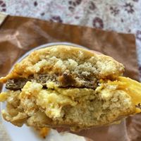 Homemade biscuit breakfast sandwich ! at Little Barn Coffee House in Los Angeles