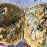 Hash brown breakfast burrito with sausage  at Little Barn Coffee House in Los Angeles