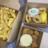 Vegan calamari and popcorn chicken  at #fish - Marchmont in Edinburgh