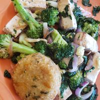 Veggie platter with Japanese Rice Croquettes at Paul and Elizabeth's in Northampton