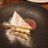 Pear & cream & sorbet at Oliveira Kitchen in East London