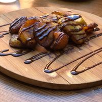 - Fried Plantains with Guava Balsamic Reduction 

Delicious!  at Embermill in Santa Barbara