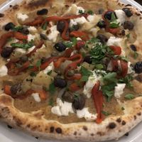 Garlic pate based pizza… so good !!!  at Pizzeria Grano in Vancouver