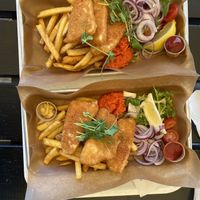 Twice fish and chips   at Kåseberga Fisk AB in Loderup