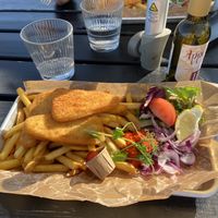 Vegan fish n’ chip 🍟   at Kåseberga Fisk AB in Loderup