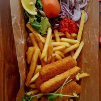 Vegan fish'n'chips at Kåseberga Fisk AB in Loderup