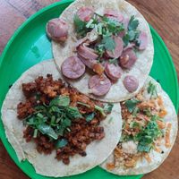 Pastor, tofu and carrot, hot dog(?) at Gopals - Vegetariano's in Cancun