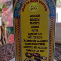 Listing of tacos at Gopals - Vegetariano's in Cancun