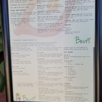 Menu at Bevri in Palo Alto