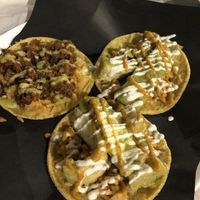 2 chicharron tacos and one papas y chorizo taco   at Chilango PDX in Portland