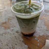 Strawberry matcha at How On Earth in Exeter