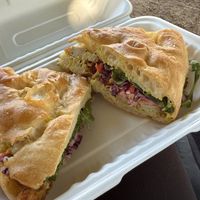 “Chicken” focaccia sandwiche  at How On Earth in Exeter