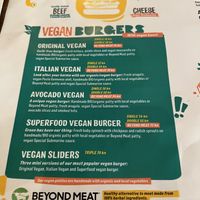 The list of vegan burgers, original, Italian, avocado and the special “superfood"  at Submarine Burger in Rijeka