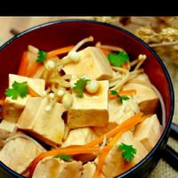 Tofu with mushroom sauce at Huong Sen in Hanoi